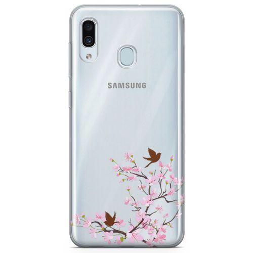 Samsung Galaxy A20 Kılıf Peony Kuşlar Arka Kapak Koruma Desenli Full Koruyucu