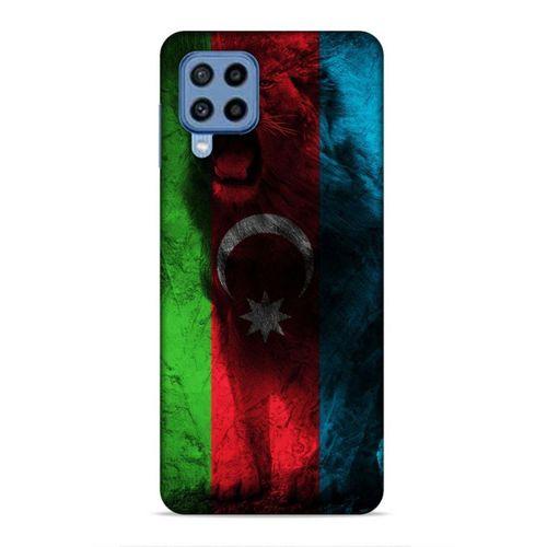 Samsung Galaxy M22 Uyumlu Kılıf Azarbaijan (35) Fit Design Kılıf Bayrak Aslanlı
