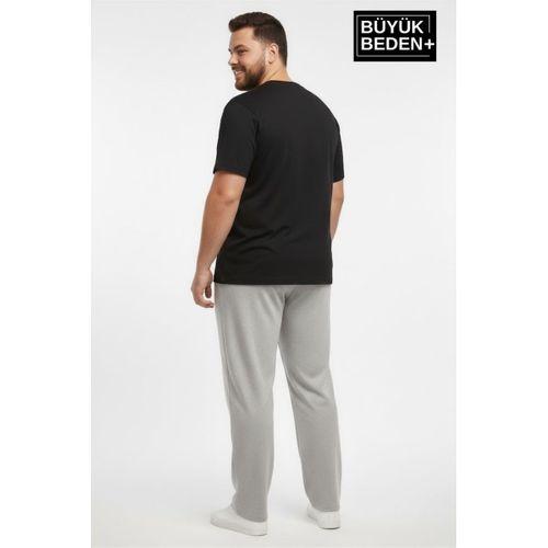 Erkek Büyük Beden New York Baskılı Rahat Kesim Paça Reçme ince Eşofman Altı SPR26EA952-5