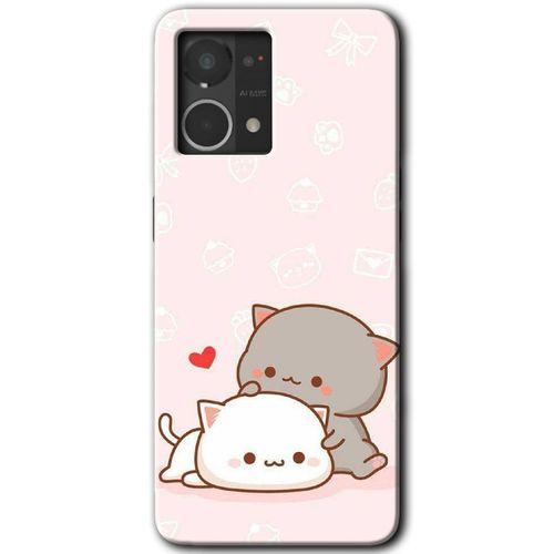 Potkal Hediye Fabrikası Oppo Reno 7 4G Kılıf HD Desen Baskılı Arka Kapak - Kedi Aşkı