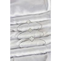 Gümüş Renk Yonca Model Zirkon Taşlı 3'lü Kadın Bileklik Kombini