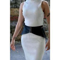 Perçin Detaylı Şık Kadın Kemer, Tarz Kadın Kemer, Elbise Üstü Deri Korse Kemer - Brf873