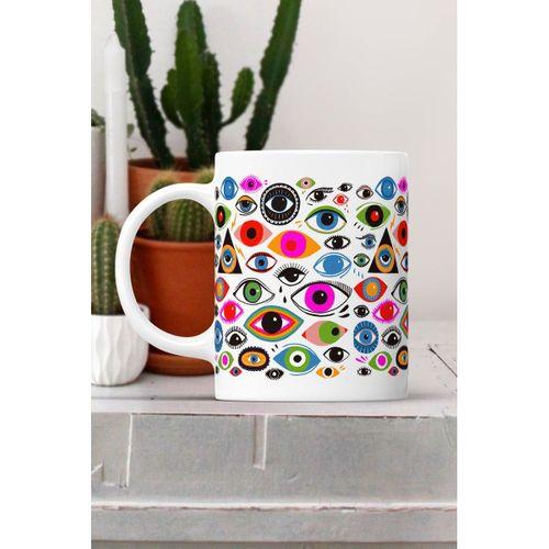 Evil Eye Rengarenk Meditasyon Baskılı Kupa Bardak