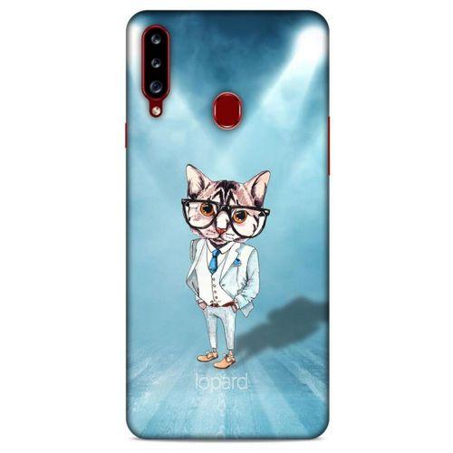Samsung Galaxy A20s Kılıf FunnyMaX (40) Fit Silikon Kılıf Açık Mavi Kedi