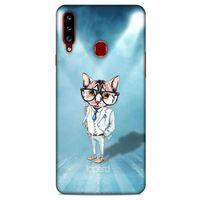 Samsung Galaxy A20s Kılıf FunnyMaX (40) Fit Silikon Kılıf Açık Mavi Kedi