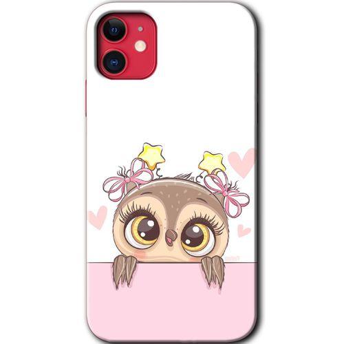 iPhone 11 HD Baskılı Kılıf + 9D Tam Ekran Koruyucu - Sevimli Baykuş