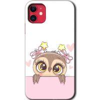 iPhone 11 HD Baskılı Kılıf + 9D Tam Ekran Koruyucu - Sevimli Baykuş