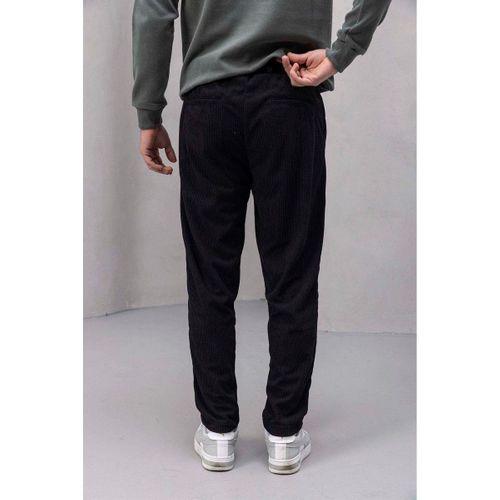 Roy Regular Fit Beli Lastikli Fitilli Kadife Kumaş Fermuarlı Jogger Erkek Pantolon - Siyah