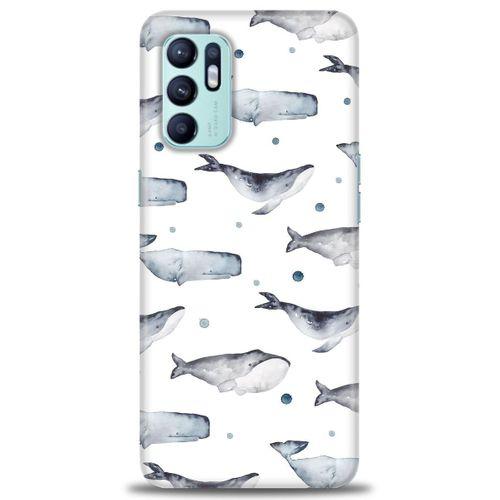 Oppo Reno 6 Kılıf HD Baskılı Kılıf - Balinalar + Tam Ekran Koruyucu