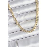 Pirinç Gold Renk Sıralı Topçuk Model Kadın Kolye