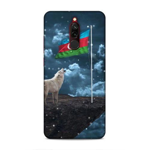 Xiaomi Redmi 8 Uyumlu Kılıf Azarbaijan (25) Antişok Kapak Kurt Bayrak