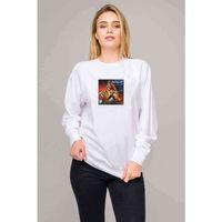 Manowar Warriors Of The World Baskılı Beyaz Kadın Sweatshirt