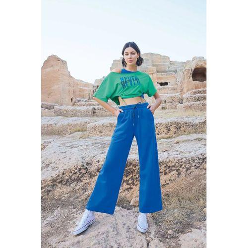 Kısa Kollu "never Give Up" 3'lü Crop Eşofman Takımı