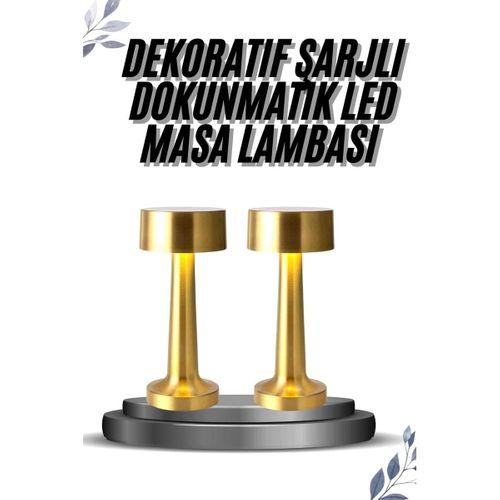 Kablosuz Renkli Masa Ve Gece Lambası Altın Rengi Dokunmatik Led Lamba