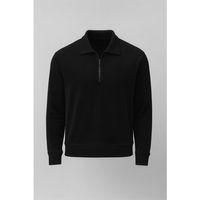 Eric Relax Fit Yarım Fermuarlı Polo Yaka Selanik Kumaş Erkek Sweatshirt - Siyah
