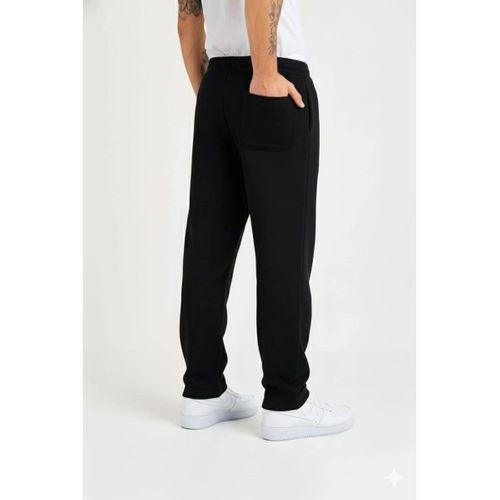 Erkek Üç Iplik Kışlık Pamuklu Ovarsize Bağcıklı Düz Paça Cepli Eşofman Altı Spor Rahat Model - Siyah