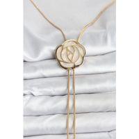 Pirinç Gold Renk Gül Model Asansörlü Kadın Kolye