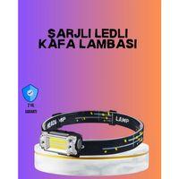 Beyaz Led Işık Sensörlü Kafa Lambası Lityum Batarya Led El Fenerli Şarjlı