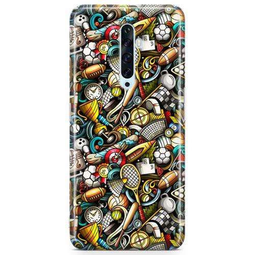 Oppo Reno2 Z 2019 Kılıf Basket Futbol Doodle Arka Kapak Koruma Desenli Full Koruyucu