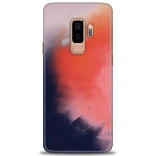 Samsung Galaxy S9 Plus Kılıf HD Baskılı Kılıf - Sisli Turuncu + Tam Ekran Koruyucu