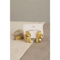 316L Çelik Gold Renk Vintage 3D Dalgalı Model Küpe