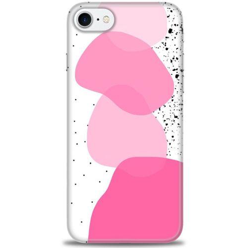iPhone 8 Kılıf HD Baskılı Kılıf - Pembe Beyaz Siyah + Tam Ekran Koruyucu