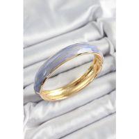 Pirinç Mavi Mor Mineli Mermer Desen Model Gold Renk Kadın Kelepçe