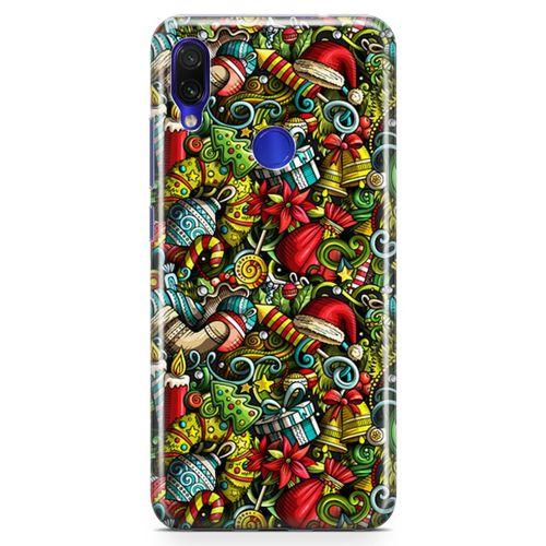 Xiaomi Redmi Note 7 Pro Kılıf Yılbaşı Süsleri Doodle Arka Kapak Koruma Desenli Full Koruyucu
