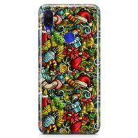 Xiaomi Redmi Note 7 Pro Kılıf Yılbaşı Süsleri Doodle Arka Kapak Koruma Desenli Full Koruyucu