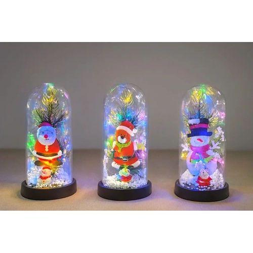 Yılbaşı Temalı Işıklı  Dekoratif Cam Fanus Alk5075