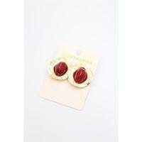 Taşlı Metal Küpe - Bordo