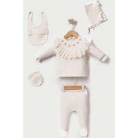 Lale Nakışlı Yenidoğan Kız Bebek 5 Parça Hastane Çıkışı Zıbın Seti