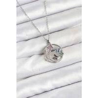 316L Çelik Zincir Gümüş Renk Zirkon Taşlı Kelebekli Kadın Kolye