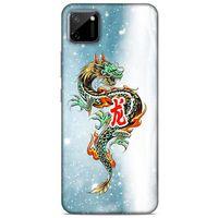 Oppo Realme C11 Kılıf Dragons (29) Arka Koruma Kılıfı Tatoo Mavi Ejderha