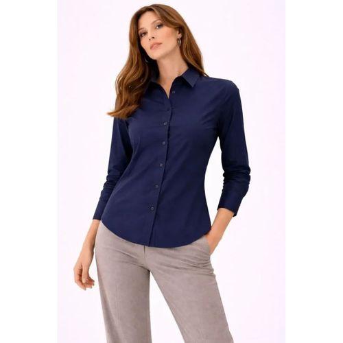 Uzun Kollu Gömlek Düğmeli Klasik Yaka Günlük Ve Ofis Şıklığına Uygun - Lacivert