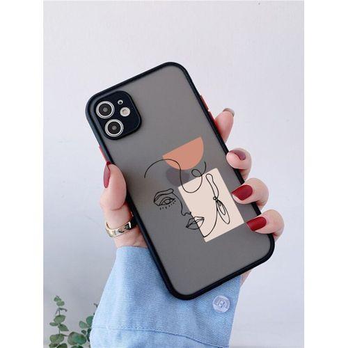 iPhone 11 Siyah Kamera Lens Korumalı Women Art Desenli Lüx Telefon Kılıfı