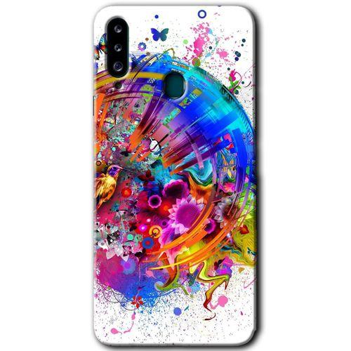 MRCİLETİSİM Samsung Galaxy A20s Kılıf HD Desen Baskılı Arka Kapak + Temperli Cam - 4K Clock
