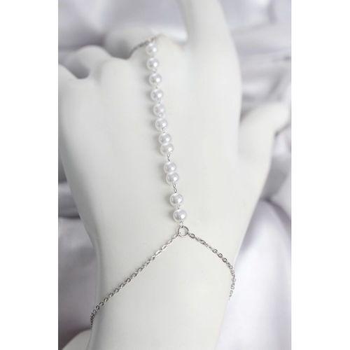 316L Çelik Gümüş Renk Sıralı İncili Model Kadın Şahmeran