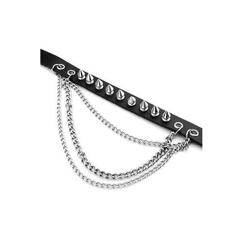 Çivi Detaylı Deri Choker, Çivili ve Zincirli Tasma - APFT975