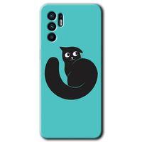 Oppo Reno 6 Kılıf HD Desen Baskılı Arka Kapak + Temperli Cam - Cat Vector
