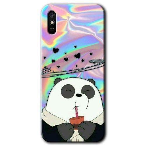 Xiaomi Redmi 9A Kılıf Baskılı Kapak - Milkshake Panda + 5D Tam Kaplayan Cam