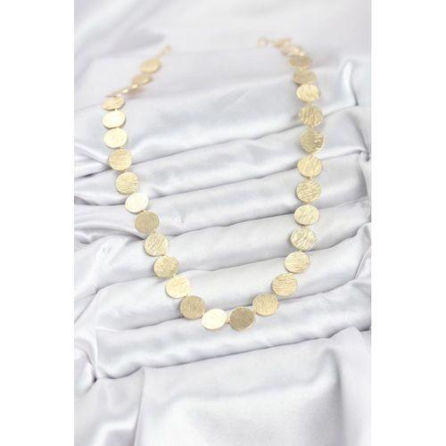 Yuvarlak Plaka Model Gold Renk Kadın Kolye