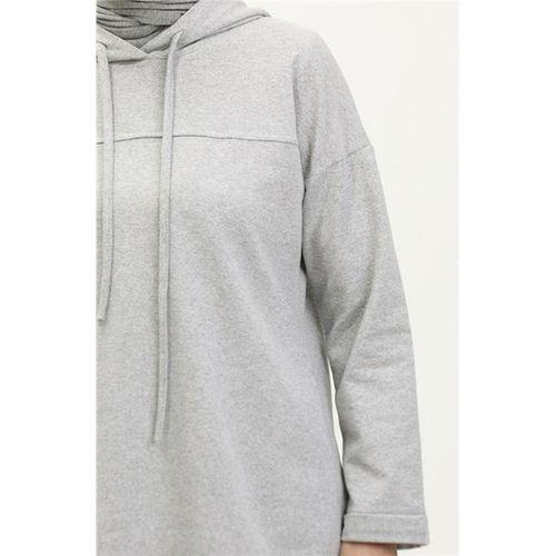 Kapşonlu Sweat Eşofman Sade Basic Spor Takım - 03056.008 - Gri