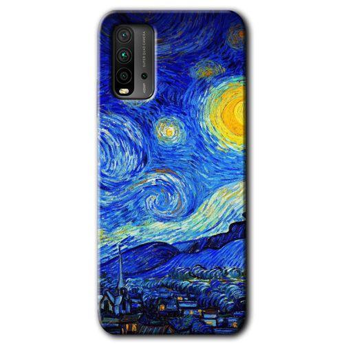 BeRa Aksesuar Xiaomi Redmi 9T Kılıf Baskılı Kapak - Starry Night +Tam Kaplayan Mat Seramik
