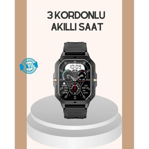 3 Kordonlu Akıllı Saat Uzun Pil Süreli