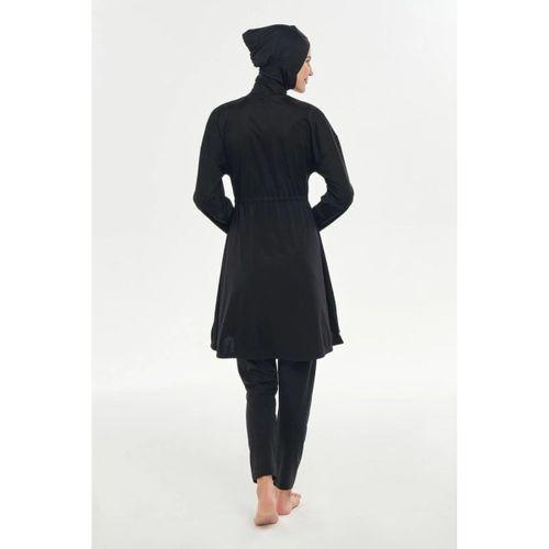 Rozamay 253132 Opal   Siyah Tam Boy Lycralı Dijital Desen Tesettür Mayo