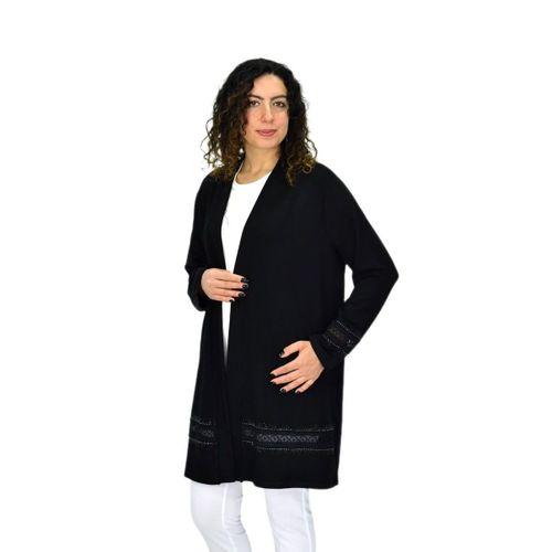 Kadın Siyah Likralı Viskon Hırka BGL-ST04678