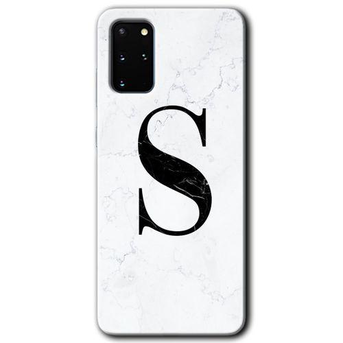 Samsung Galaxy S20 Plus Kılıf HD Desen Baskılı Arka Kapak - Beyaz Mermer Desenli S Harfi