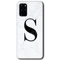 Samsung Galaxy S20 Plus Kılıf HD Desen Baskılı Arka Kapak - Beyaz Mermer Desenli S Harfi