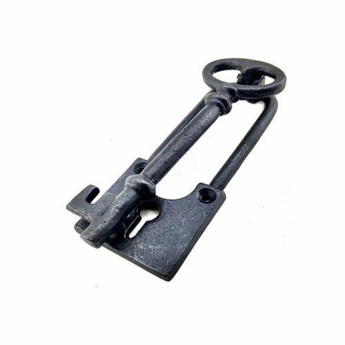 Antika Tarz Dekoratif Pirinç Anahtar Kapı Tokmağı, Taktak - 170x60mm, Oksit